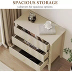 Comò Heynemo a 3 cassetti, comodino in legno verniciato alto 30 pollici con contenitore, ampia cassettiera moderna con guide a sfere