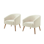 Nowoczesny fotel boucle Sheila 30 W z nogami z litego drewna, zestaw 2 szt., HULALA HOME