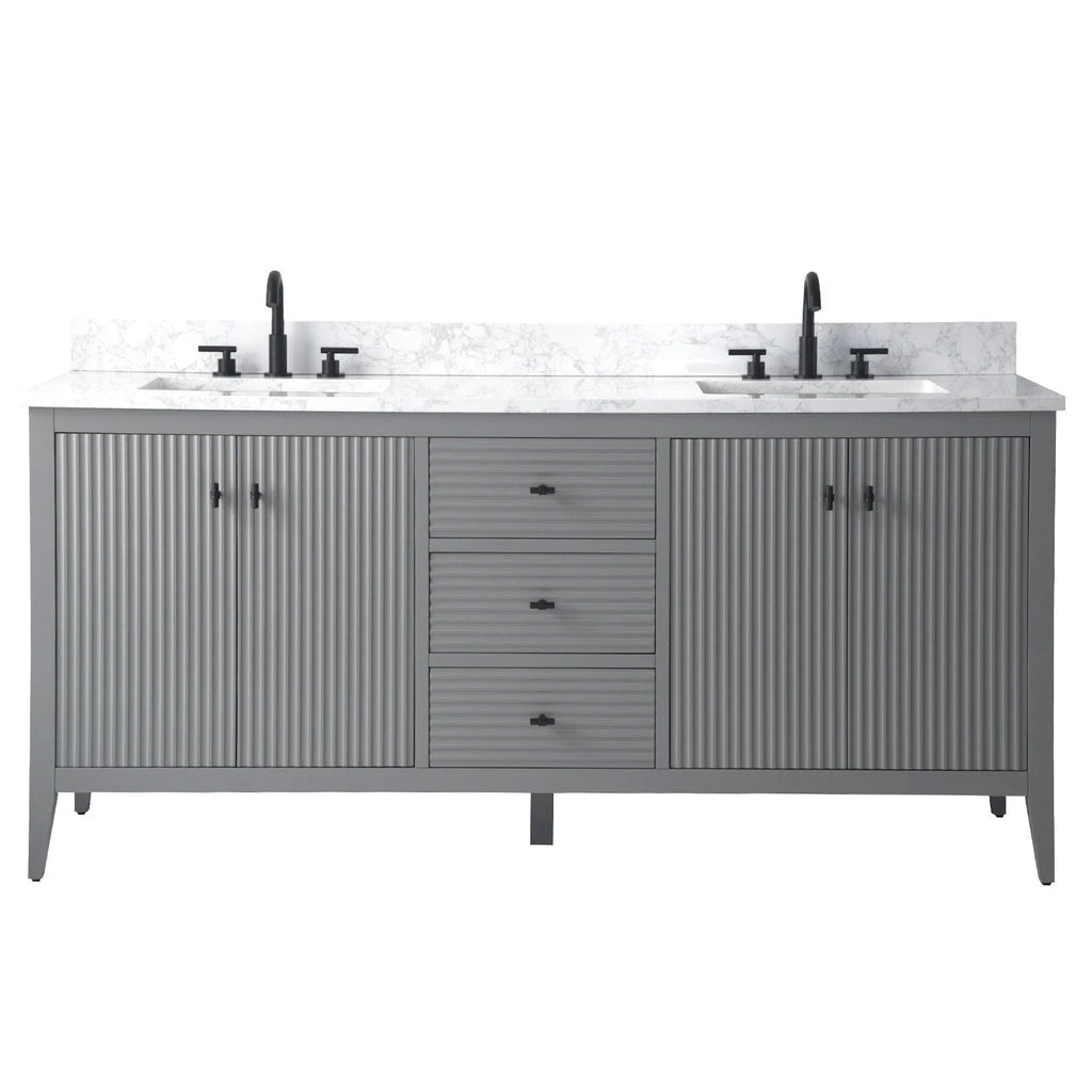 Mobile bagno Vanity Art 72 con doppio lavabo e piano in marmo composito