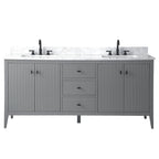 Mobile bagno Vanity Art 72 con doppio lavabo e piano in marmo composito