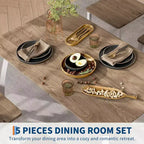 Ensemble table et chaises de cuisine à structure métallique en 5 pièces, avec design chanfreiné