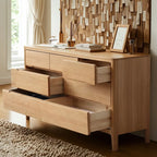 Cómoda dupla tradicional em madeira de carvalho natural para quarto