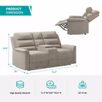 Beige-graues Relaxsofa aus Tech-Gewebe, 2-Sitzer, mit verstellbarer Rückenlehne und Fußstütze