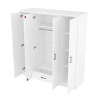 Armoire-penderie en bois à 4 portes avec tringle, 1 tiroir et étagères de rangement
