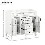 36-Zoll moderner Waschtischunterschrank mit Aufsatzwaschbecken und Spiegelschrank, 2 Türen und 2 Schubladen
