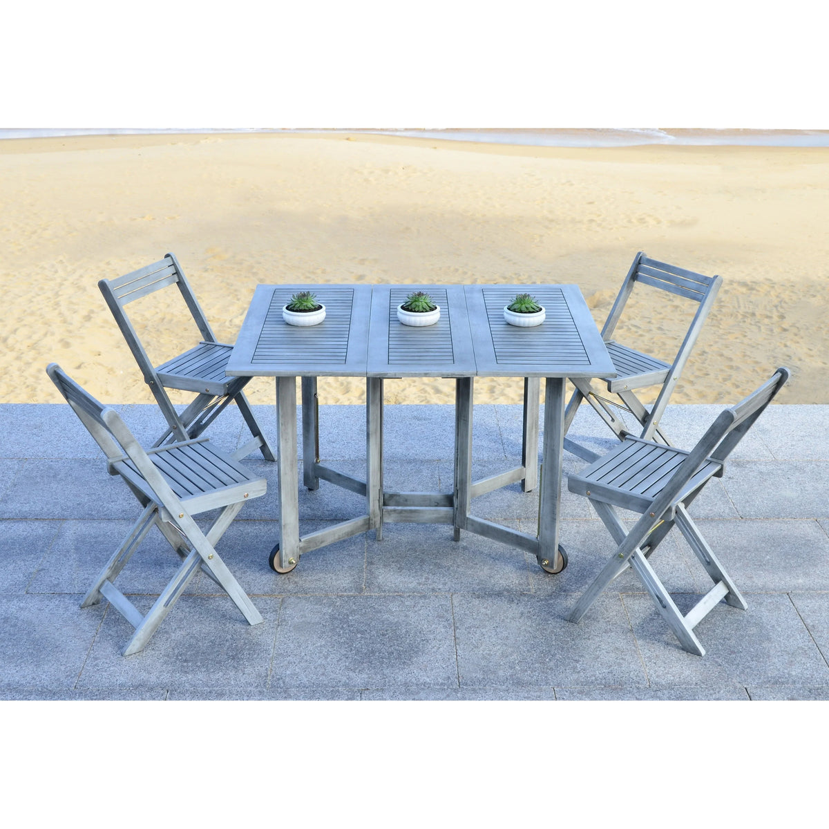 SAFAVIEH Outdoor Brandy 5dílná sestava venkovního jídelního stolu - 43Wx35Dx29H