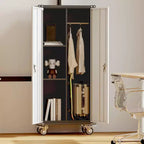 Armoire de rangement de garage à roulettes avec panneau perforé, armoire métallique verrouillable de 72 pouces de hauteur avec 2 portes et 4 étagères réglables pour atelier de garage
