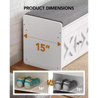 Banc à chaussures de 47,2 pouces de long pour l’entrée, avec assise rembourrée, rangement à couvercle relevable, 4 portes, capacité de 300 lb, banc avec range-chaussures pour l’entrée