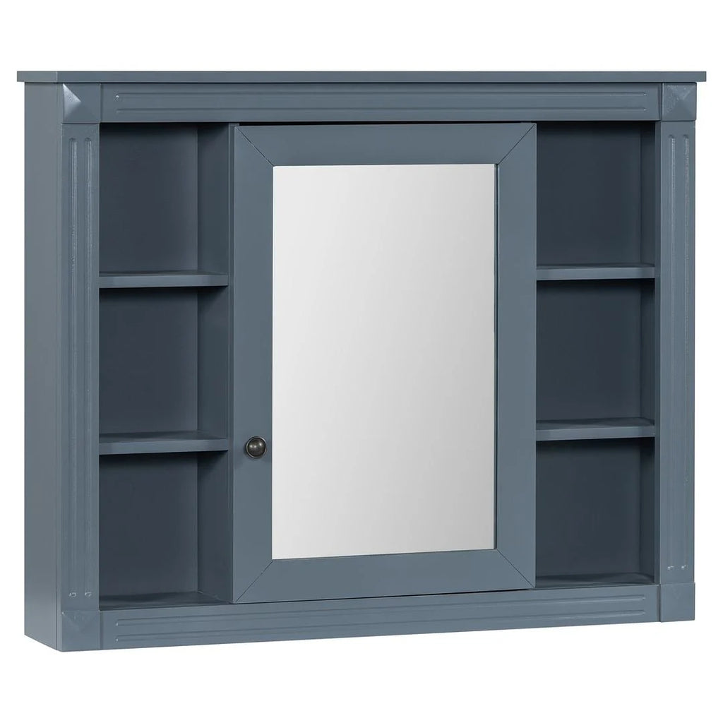 36-Zoll moderner Waschtischunterschrank mit Aufsatzwaschbecken und Spiegelschrank, 2 Türen und 2 Schubladen