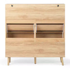 Sapateiro Karl Home com painel de rotim, 2 gavetas e 4 gavetas basculantes, em aglomerado de madeira, 41.34 W