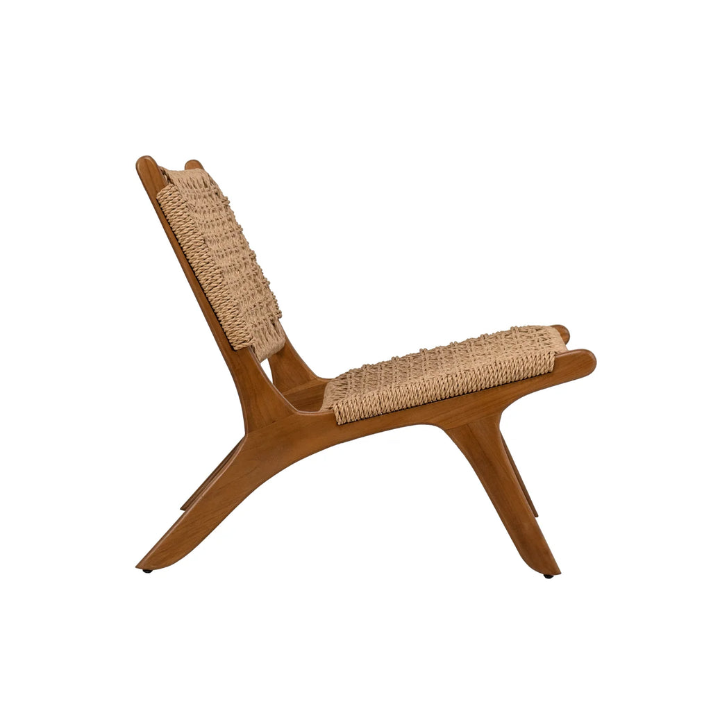 Poltrona lounge rustica in teak con intreccio - da esterno