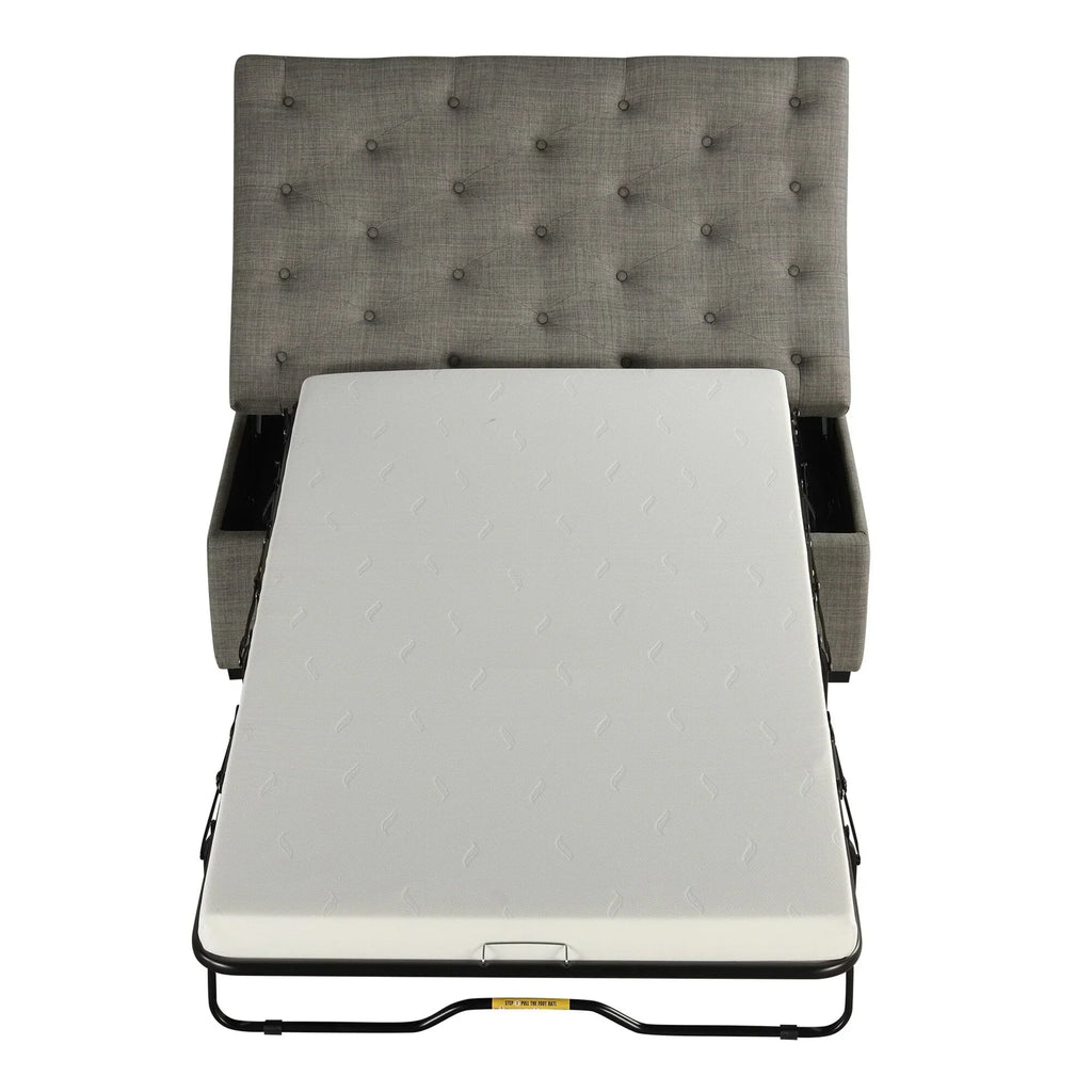 Klappbares Schlafsofa, 49,6-Zoll-Hocker mit klappbarem Schlafsofa, umwandelbarer Schlafhocker mit Memoryschaum-Matratze und getuftetem Design
