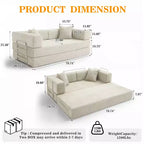 Dyonery 78 Skládací rozkládací pohovka, konvertibilní manželská postel z manšestru, modulární pohovka 4 v 1 pro vlastní sestavení, pohodlná rozkládací pohovka na podlahu.