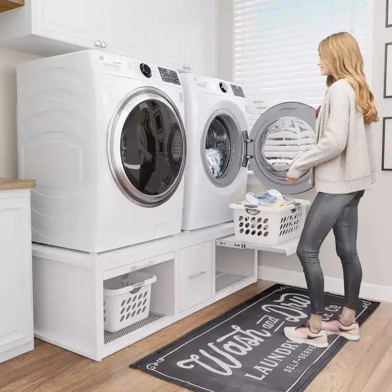 Pedestais GDLF para máquina de lavar e secar, suporte universal para máquina de lavar e secar com prateleira extraível, branco