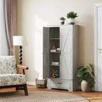 Armoire garde-manger de style champêtre HOMCOM 72 po avec portes de grange, grande armoire de rangement de cuisine avec étagères réglables et tiroir