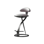 Tabouret de bar élégant en cuir beige avec cadre métallique doré