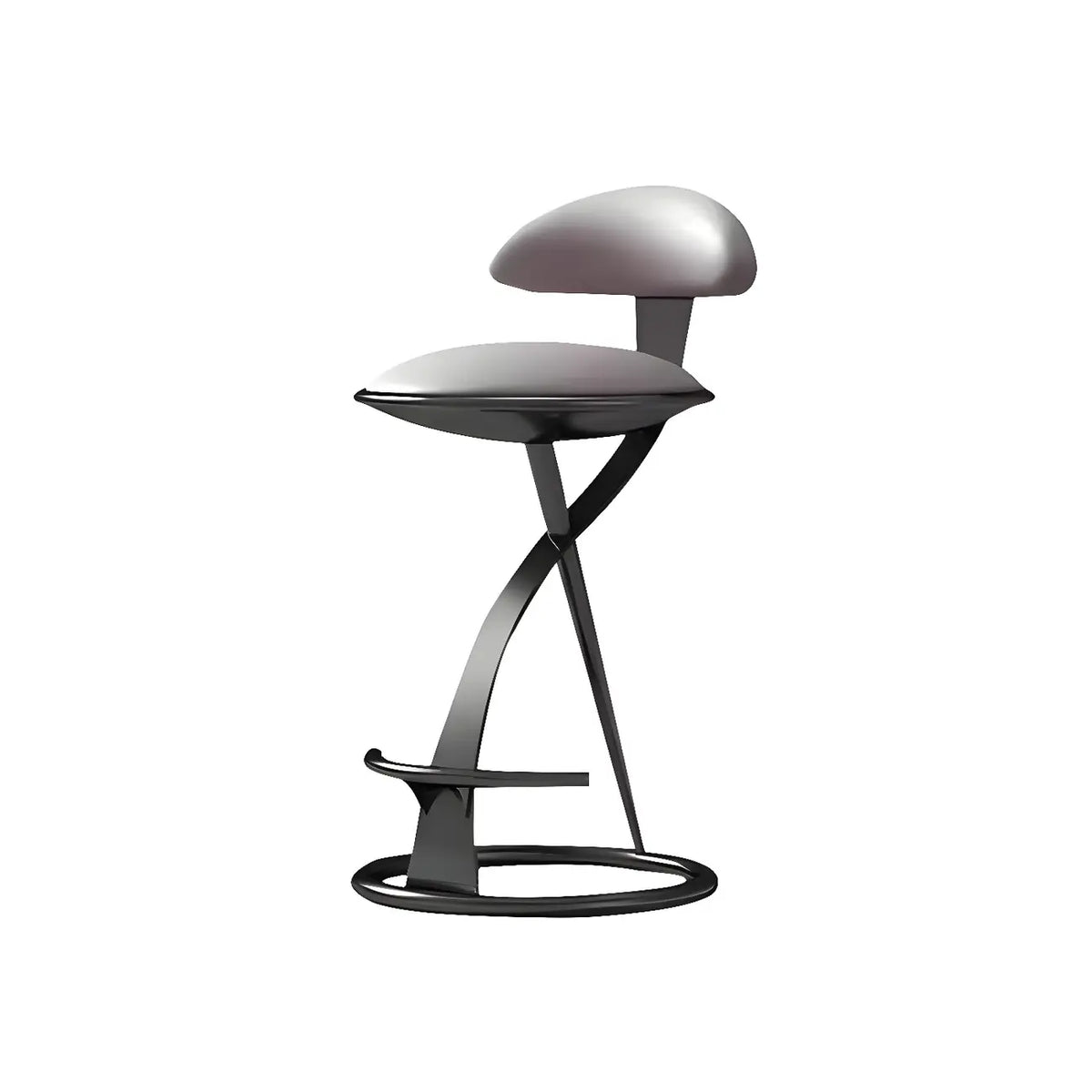 Tabouret de bar élégant en cuir beige avec cadre métallique doré