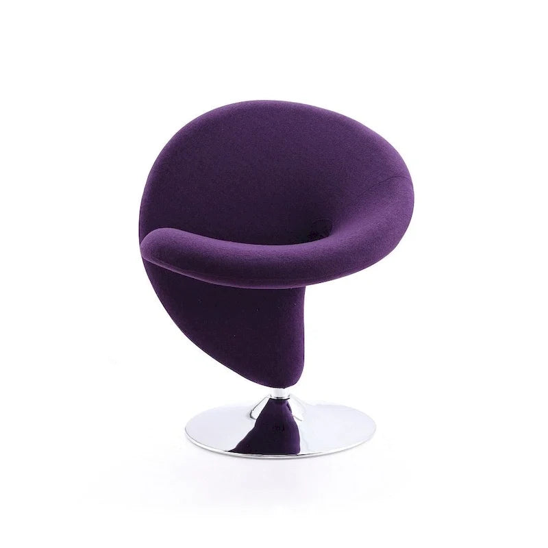 Manhattan Comfort Curl drehbarer Akzentstuhl aus Wollmischgewebe mit Chromgestell (2er-Set)
