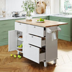 Ensemble îlot de cuisine TOPMAX avec rallonge rabattable et 2 places assises, ensemble table à manger avec étagère réglable, tiroirs et porte-serviettes