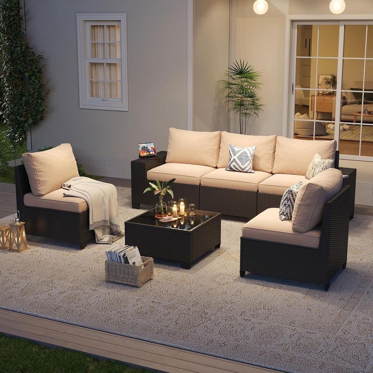 Ensemble de mobilier de terrasse extérieur avec coussins épaissis de 10 cm