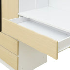 3-in-1-Kleiderschrank mit Schminktisch, Schreibtisch-Set, Schlafzimmerschrank mit 2 Schubladen, 3 Türen und Stauraum