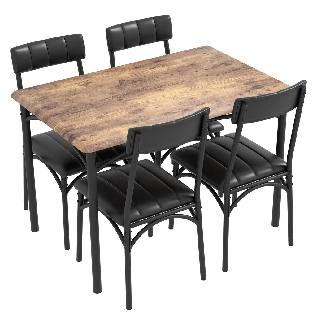 Conjunto de mesa de jantar retangular para 4 pessoas com cadeiras estofadas