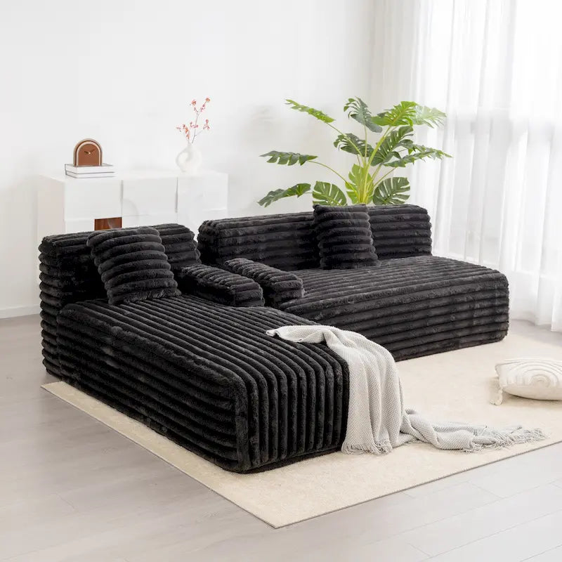 Cloud-Ecksofa, modernes Polstersofa mit 2 Zierkissen, frei kombinierbares Sofa, modulares L-förmiges Ecksofa