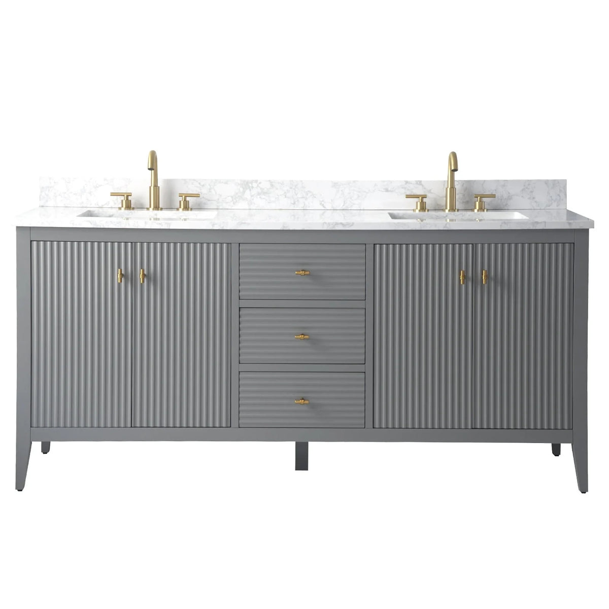 Mobile bagno Vanity Art 72 con doppio lavabo e piano in marmo composito