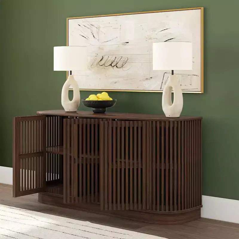 Credenza Plank+Beam Contour in legno massello con 3 ante, mobile TV da 59 pollici per il soggiorno