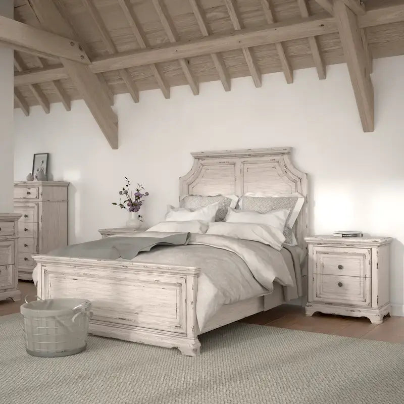 Conjunto de quarto Palisade de 5 peças, branco antigo