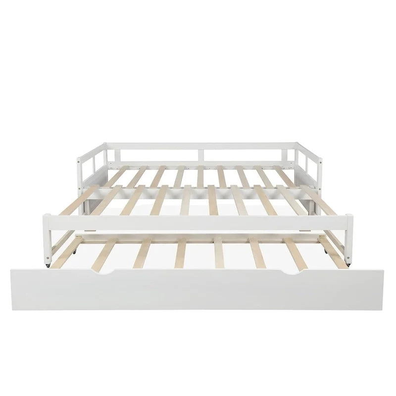 Letto da giorno allungabile con letto estraibile, letto da giorno in legno con letto estraibile