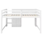 Letto rialzato basso rosa/bianco con scrivania, spazio contenitore e lavagna bianca -C singolo, 1 persona