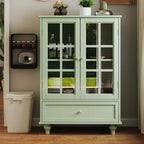 Aufbewahrungsschränke, hölzerner Unterschrank mit 1 Schublade und 2 Glastüren, Sideboard im Landhausstil mit Stauraum für Wohnzimmer