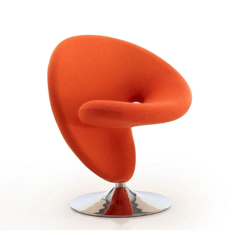 Manhattan Comfort Curl drehbarer Akzentstuhl aus Wollmischgewebe mit Chromgestell (2er-Set)