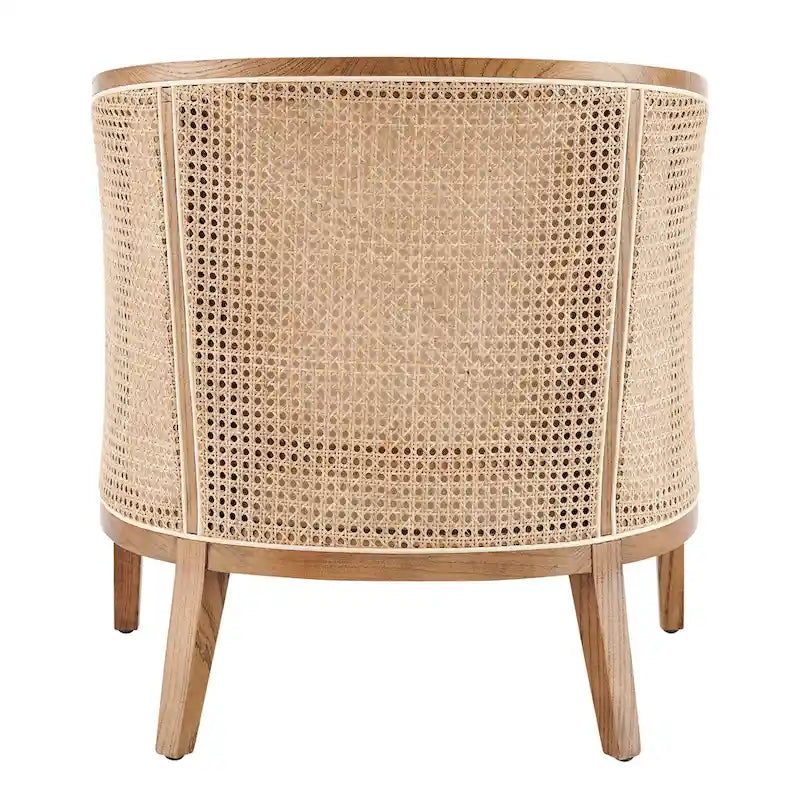 Cadeira de destaque Tillman em linho com braços e rattan