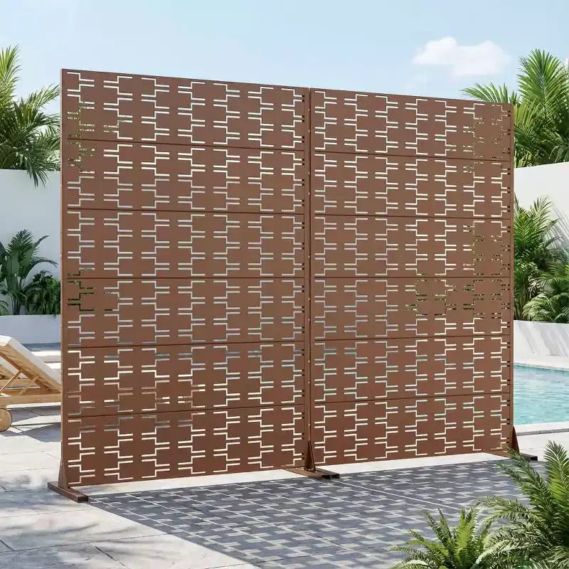 MAYEERTY Brick 01 brauner Raumteiler aus verzinktem Stahl, 72x47x16, 6-teilig, beidseitig rostfreier Sichtschutz