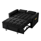 Sofá-cama de 2 lugares 4 em 1 com braços e bolsos de arrumação, sofá-cama extraível multifunções com encosto ajustável