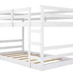 Letto a castello basso, letto a castello in legno a pavimento con scala, letto a castello con sponde di protezione complete