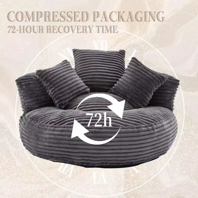 Sitzsack-Sofa für Erwachsene und Kinder, übergroßer Cord-Sitzsack mit 3 Kissen und Armlehne für Wohnzimmer oder Schlafzimmer