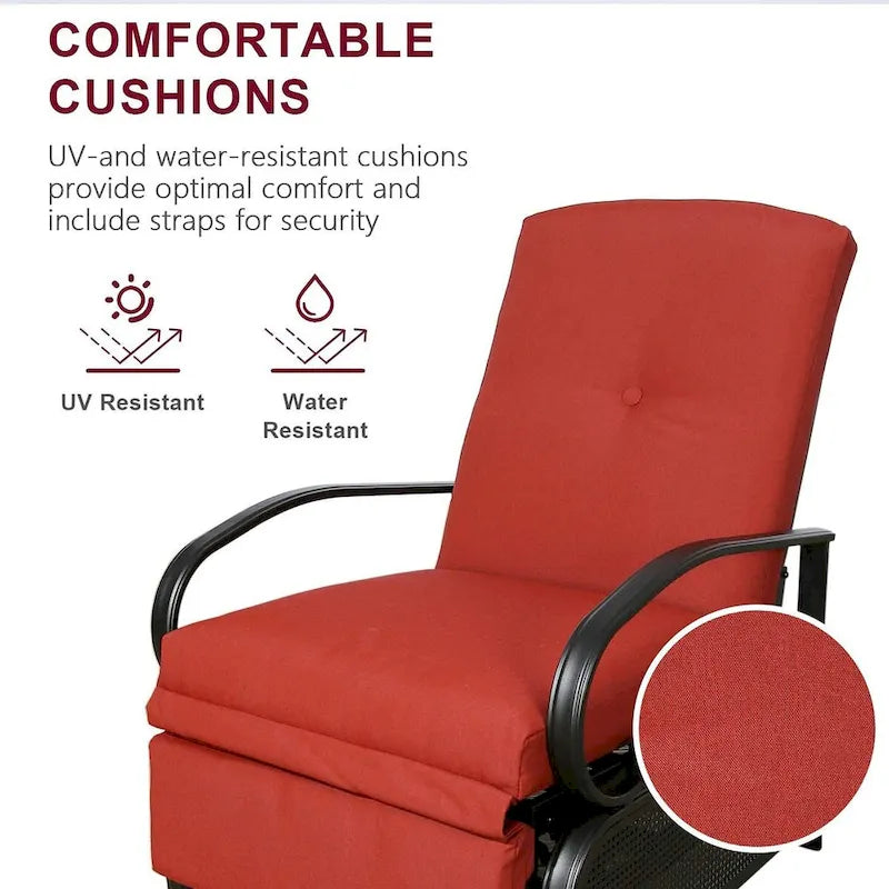 Cadeira reclinável ajustável de exterior, sofá de descanso com almofada - 38 (D) x 26.5 (W) x 38.5 (H) POLEGADAS