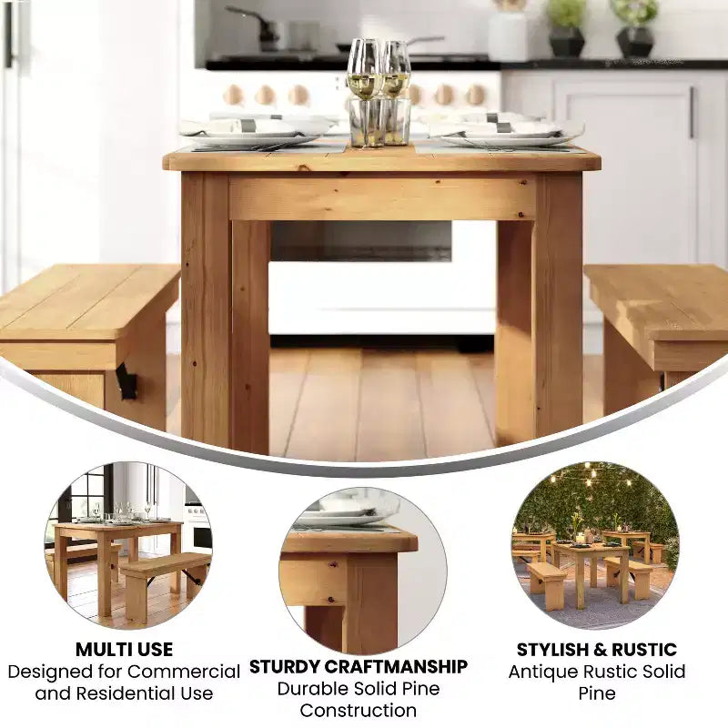 Prostokątny stół do jadalni Flash Furniture 46 x 30 z litej sosny