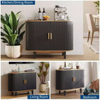 Buffet à façade cannelée de 40 po, meuble de rangement avec porte coulissante et étagère réglable, meubles de rangement modernes de type crédence, console de bar à tambour