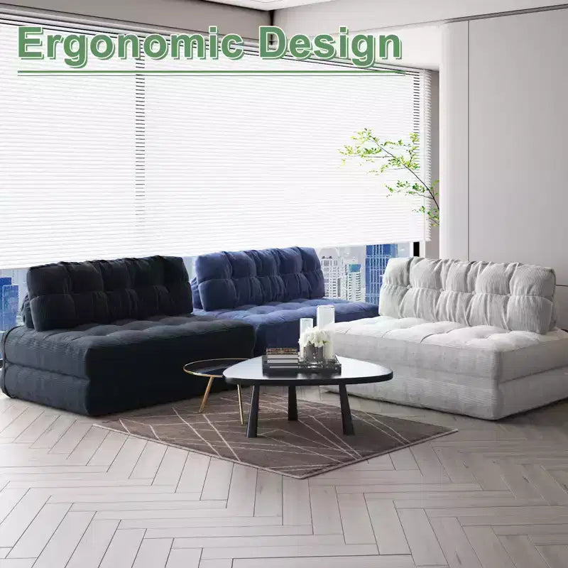 Divano letto futon pieghevole in velluto a coste, poltrona letto trasformabile da pavimento con cuscino e supporto per la schiena