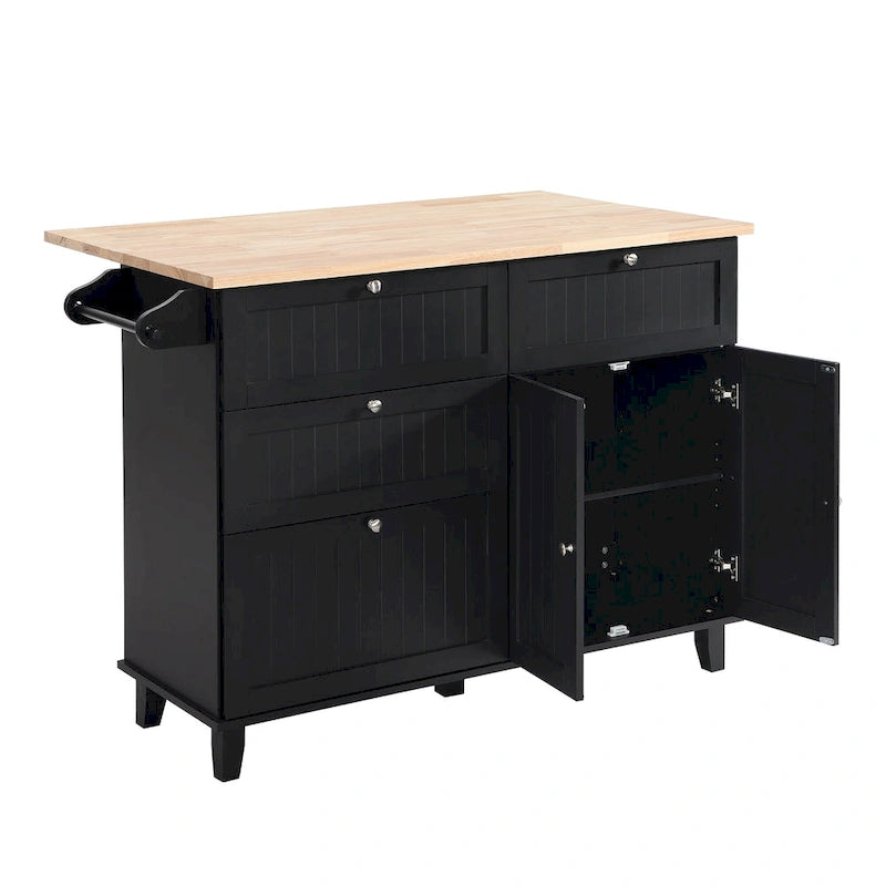 Ensemble îlot de cuisine TOPMAX avec rallonge rabattable et 2 places assises, ensemble table à manger avec étagère réglable, tiroirs et porte-serviettes