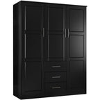 Guarda-roupa Cosmo Palace Imports com 3 portas, 100% madeira maciça, com portas de madeira maciça ou espelhadas