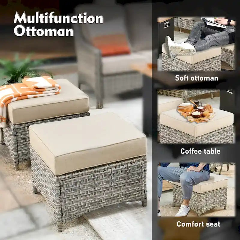 Ensemble de conversation de mobilier de patio extérieur XIZZI en 9 pièces avec fauteuil pivotant