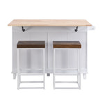Ensemble îlot de cuisine TOPMAX avec rallonge rabattable et 2 places assises, ensemble table à manger avec étagère réglable, tiroirs et porte-serviettes