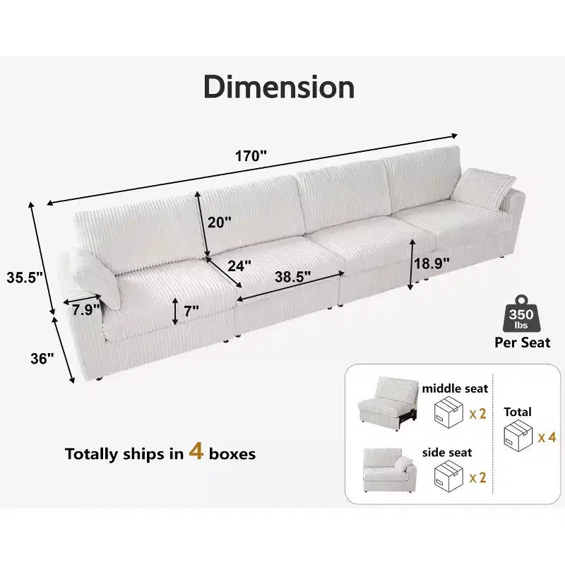 Modulares Cord-Sofaelement von Dyonery mit abnehmbaren, waschbaren Bezügen