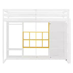 Lit mezzanine pour enfants avec armoire et étagères, cadre de lit mezzanine en bois avec meuble de rangement pour enfants et adolescents