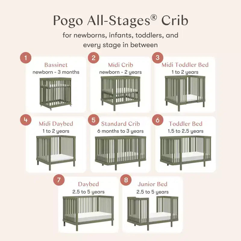 Berço convertível Babyletto Pogo 8 em 1 com kits de conversão para todas as fases